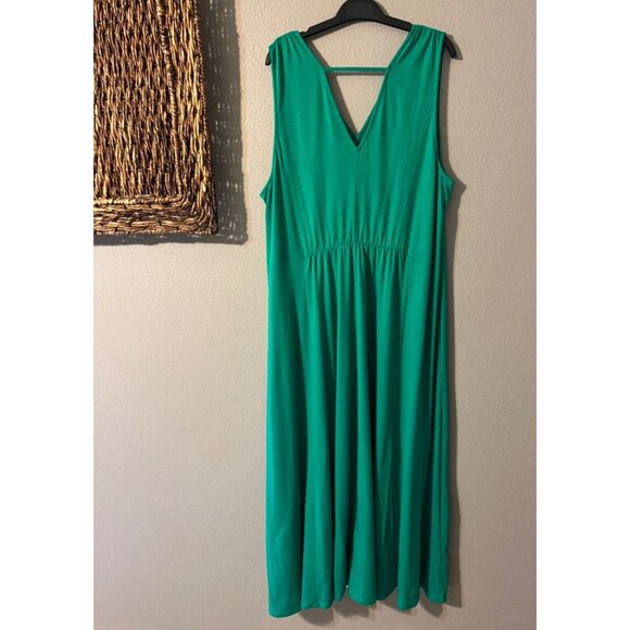 Soft Surroundings Maxi Dress Green 1X Cotton Modal Sleeveless Washable NEW - Picture 6 of 7